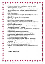 English Worksheet: love and marriage