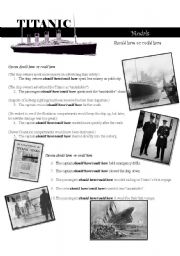 English Worksheet: TITANIC----- should have/could have modals