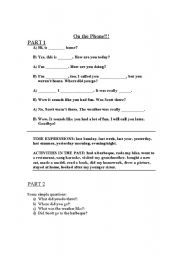 English worksheet: Role-playing for phone use.