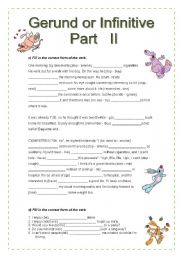 English Worksheet: Gerund or Infinitive? Part II