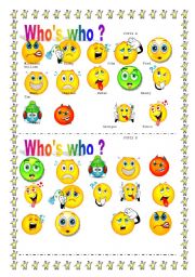English Worksheet: WHO WHO ??      Feelings pairwork !!!!!!!!!!!!!!!!!!!!!!