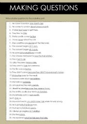 English Worksheet: Making questions for these answers