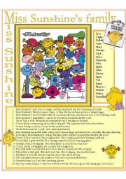 English Worksheet: Miss Sunshines family 