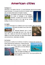 English Worksheet: American cities