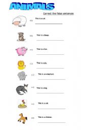 English worksheet: Animals