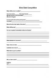 English Worksheet: Blind  Date Competition