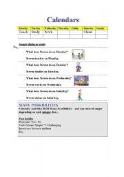 English Worksheet: Daily activities calendar & worksheet