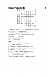 English worksheet: PHRASAL VERBS CROSSWORD