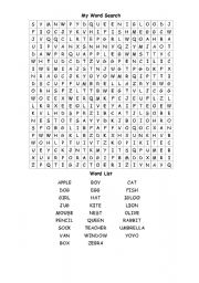 English Worksheet: easy word search