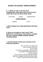 English Worksheet: Social exclusion