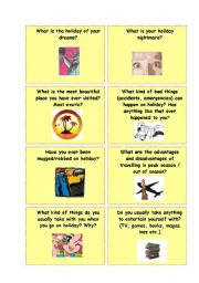 English Worksheet: Conversation Cards (part 2/4) - Travelling, holidays, tourism