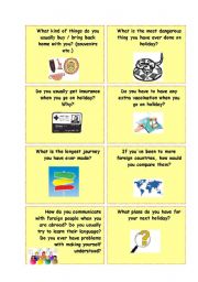 English Worksheet: Conversation Cards (part 3/4) - Travelling, holidays, tourism