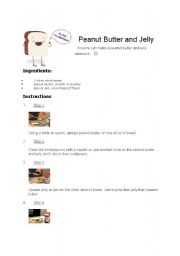 English worksheet: Peanut butter and jelly sandwich 