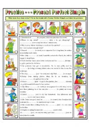 English Worksheet: PRACTICE - - - PRESENT PERFECT SIMPLE
