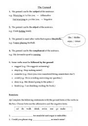 English worksheet: Gerund