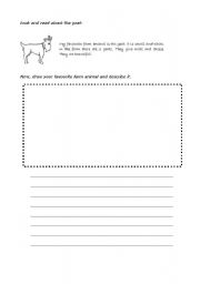 English worksheet: Writing about favourite farm animal