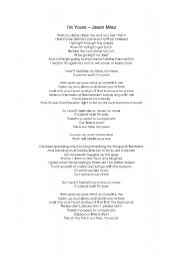 English Worksheet: Jason Mraz - Im Yours