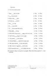 English Worksheet: was and were