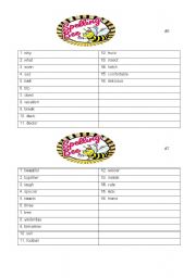 English worksheet: word wall list