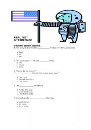 English worksheet: FINAL TEST - INTERMEDIATE 