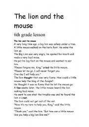 English Worksheet: the lion kink and the mouse