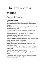 English worksheet: the lion kink and the mouse