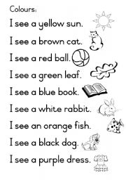 English Worksheet: I see COLOURS