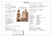 English Worksheet: paranoid - jonas brothers