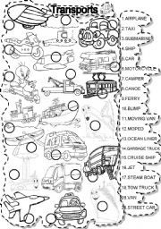 English Worksheet: TRANSPORTS MATCH