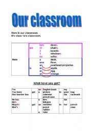 English worksheet: our classroom