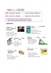 English Worksheet: TEST is about WHEN and WHILE