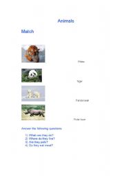 English worksheet: Animals