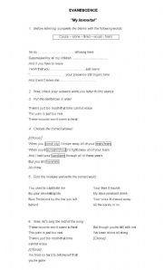 English Worksheet: Activity with the song 