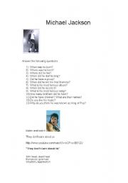 English worksheet: Michael Jackson