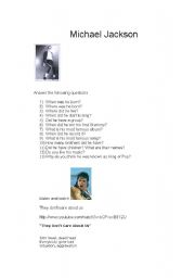 English Worksheet: Michael Jackson