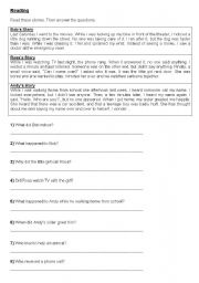 English Worksheet: Reading - Past Continuous
