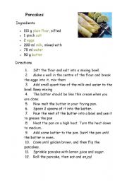 English Worksheet: Pancake recipe