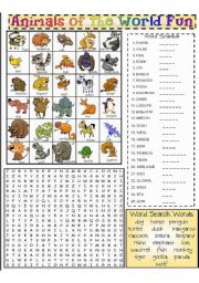 English Worksheet: Animals of the World Fun