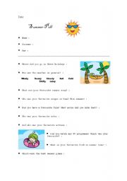 English worksheet: Summer Poll