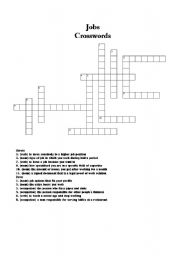 English worksheet: Jobs Vocabulary Crossword