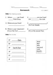 English worksheet: Where are you from? 