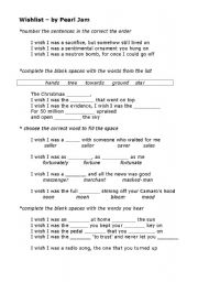 English Worksheet: Song - Wishlist by Pearl Jam