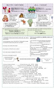 English Worksheet: BOTH / NEITHER / ALL / NONE