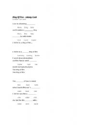 English worksheet: Song - Ring of Fire by Johnny Cash 