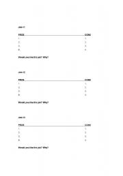 English worksheet: Pros and Cons