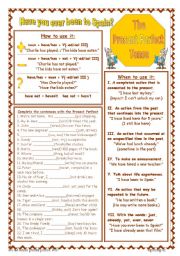 English Worksheet: Present Perfect-Have you ever been to Spain?