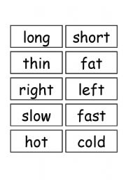 English worksheet: opposite adjective concentration game