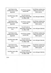 English Worksheet: Fortune telling cards(strips)