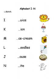 English worksheet: Alphabet I-N