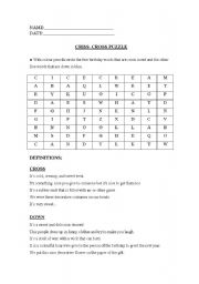 English worksheet: Birthday criss-cross puzzle